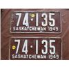 Image 1 : LICENSE PLATES (SASKATCHEWAN) *QTY 2* (1949 MATCHING)