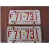 Image 1 : LICENSE PLATES (SASKATCHEWAN) *QTY 2* (1958 MATCHING)