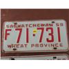 Image 2 : LICENSE PLATES (SASKATCHEWAN) *QTY 2* (1958 MATCHING)