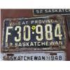 Image 3 : LICENSE PLATES (SASKATCHEWAN) *QTY 5* (1952, FARM 1948, 52, 59, 60)