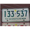 Image 2 : LICENSE PLATES (SASKATCHEWAN) *QTY 4* (1971 & 1974)