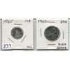 Image 1 : LOT OF 2 - 1965 CNDN 10 CENT PC & 1965 CNDN 25 CENT PC