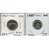Image 1 : LOT OF 2 1967 CNDN 25 CENT PC & 1965 CNDN 10 CENT PC