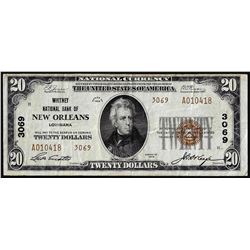 1929 $20 New Orleans, LA CH# 3069 National Currency Note