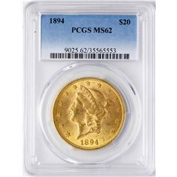 1894 $20 Liberty Head Double Eagle Gold Coin PCGS MS62