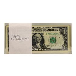 Lot of (5) District Sets of 1963B $1 Federal Reserve Notes