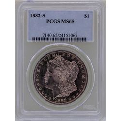 1882-S $1 Morgan Silver Dollar Coin PCGS MS65 Amazing Toning