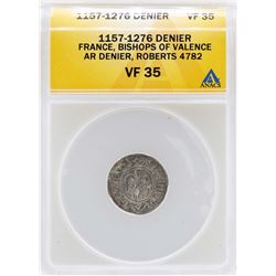 1157-1276 Denier France Bishops of Valence Coin ANACS VF35