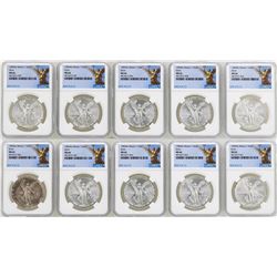 Lot of (10) 1982Mo Mexico Libertad Onza Silver Coins NGC MS66