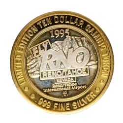 .999 Silver Fly RNO International Airport $10 Casino Limited Edition Gaming Toke