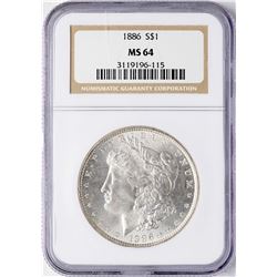 1886 $1 Morgan Silver Dollar Coin NGC MS64