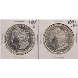 Lot of (2) 1881-S $1 Morgan Silver Dollar Coins