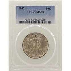 1942 Walking Liberty Half Dollar Coin NGC MS64