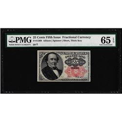 1874 25 Cents Fifth Issue Fractional Currency Note Fr.1309 PMG Gem Uncirculated