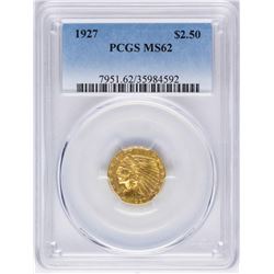 1927 $2 1/2 Indian Head Quarter Eagle Gold Coin PCGS MS62