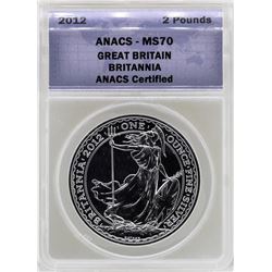 2012 Great Britain Britannia 2 Pounds Silver Coin ANACS MS70