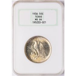 1936 Texas Commemorative Half Dollar Coin NGC MS64