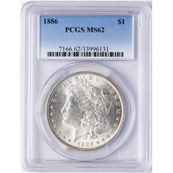 1886 $1 Morgan Silver Dollar Coin PCGS MS62