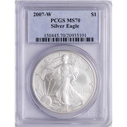 2007-W $1 American Silver Eagle Coin PCGS MS70