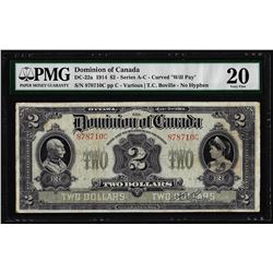1914 $2 Dominion of Canada Note DC-22a PMG Very Fine 20