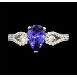 18KT White Gold 1.68 ctw Tanzanite and Diamond Ring