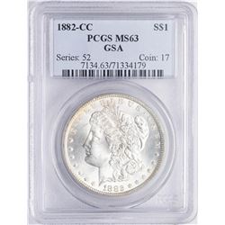 1882-CC $1 Morgan Silver Dollar Coin PCGS MS63 GSA