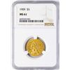 Image 1 : 1909 $5 Indian Head Half Eagle Gold Coin NGC MS61