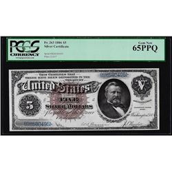 1886 $5 Silver Certificate Note Fr.263 PCGS Gem New 65PPQ