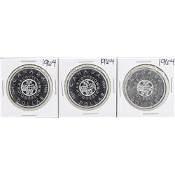 Lot of (3) 1964 $1 Canada Silver Dollar Coins