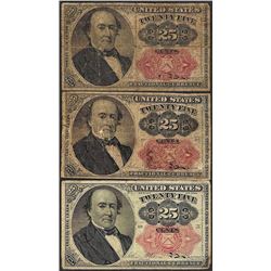 Lot of (3) 1874 Fifth Issue 25 Cent Fractional Currency Notes