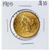 Image 1 : 1905 $10 Liberty Head Eagle Gold Coin