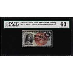 1863 15 Cents Fourth Issue Fractional Currency Note PMG Choice Uncirculated 63