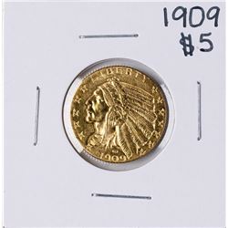 1909 $5 Indian Head Half Eagle Gold Coin