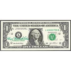 2003A $1 Federal Reserve Note Courtesy Autograph