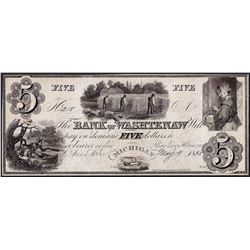 1835 $5 Bank of Washtenaw Obsolete Note