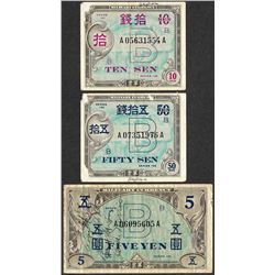 Lot of (3) Series 100 Japanese Military Fractional Currency Notes