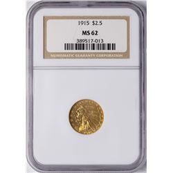 1915 $2 1/2 Indian Head Quarter Eagle Gold Coin NGC MS62