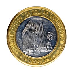 .999 Silver Tropicana Las Vegas, Nevada $10 Casino Limited Edition Gaming Token