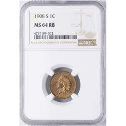 1908-S Indian Head Cent Coin NGC MS64RB