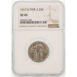 1917-D Type 2 Standing Liberty Quarter Coin NGC XF45