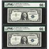 Image 1 : (2) Consecutive 1957B $1 Silver Certificate STAR Notes PMG Gem Uncirculated 66EP