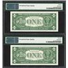 Image 2 : (2) Consecutive 1957B $1 Silver Certificate STAR Notes PMG Gem Uncirculated 66EP