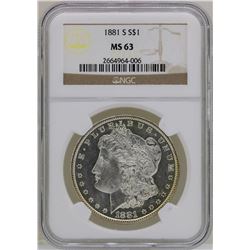 1881-S $1 Morgan Silver Dollar Coin NGC MS63