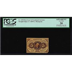 July 17, 1862 First Issue 5 Cent Fractional Currency Note PCGS Very Fine 30 Appa