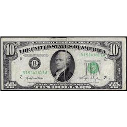 1950 $10 Federal Reserve Note ERROR Double Gutter Fold