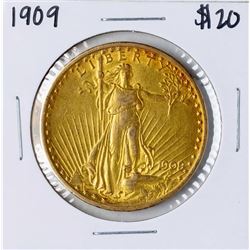 1909 $20 St. Gaudens Double Eagle Gold Coin