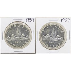 Lot of (2) 1957 $1 Canada Silver Dollar Coins