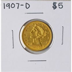 1907-D $5 Liberty Head Half Eagle Gold Coin