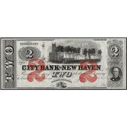 1865 $2 City Bank of New Haven Obsolete Note