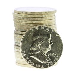Roll of (20) Brilliant Uncirculated 1963-D Franklin Half Dollar Coins